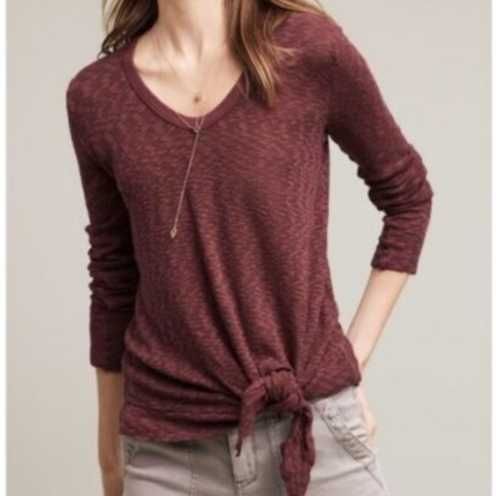 Left of Center Burgundy‎ Tie Front Top